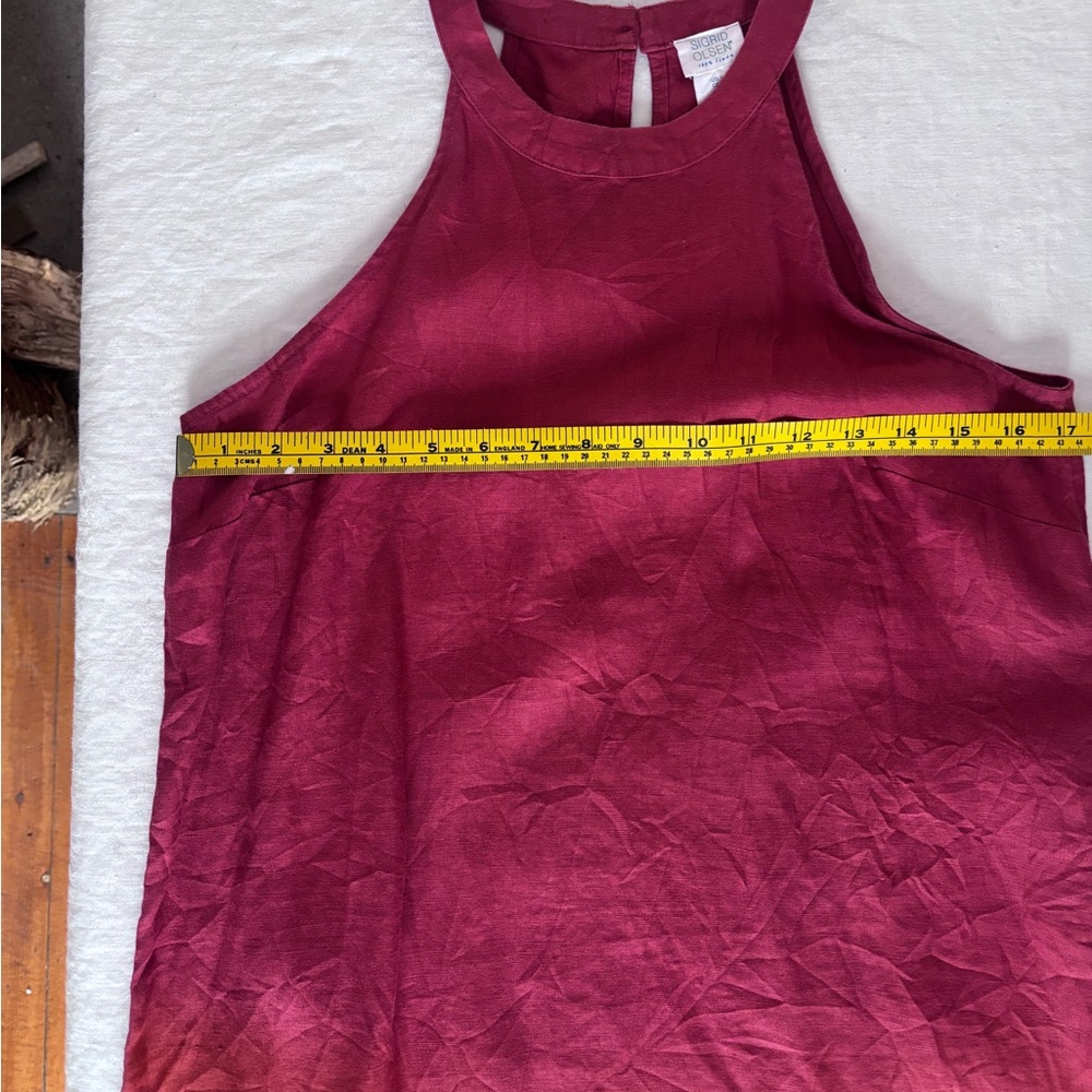Women’s Sigrid Olsen 100% Linen Shift Dress Back Button Sleeveless Rust Small - Picture 5 of 10
